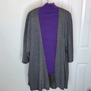 LULA ROE LINDSAY KIMONO BLUE GREY/GOLD SIZE SMALL